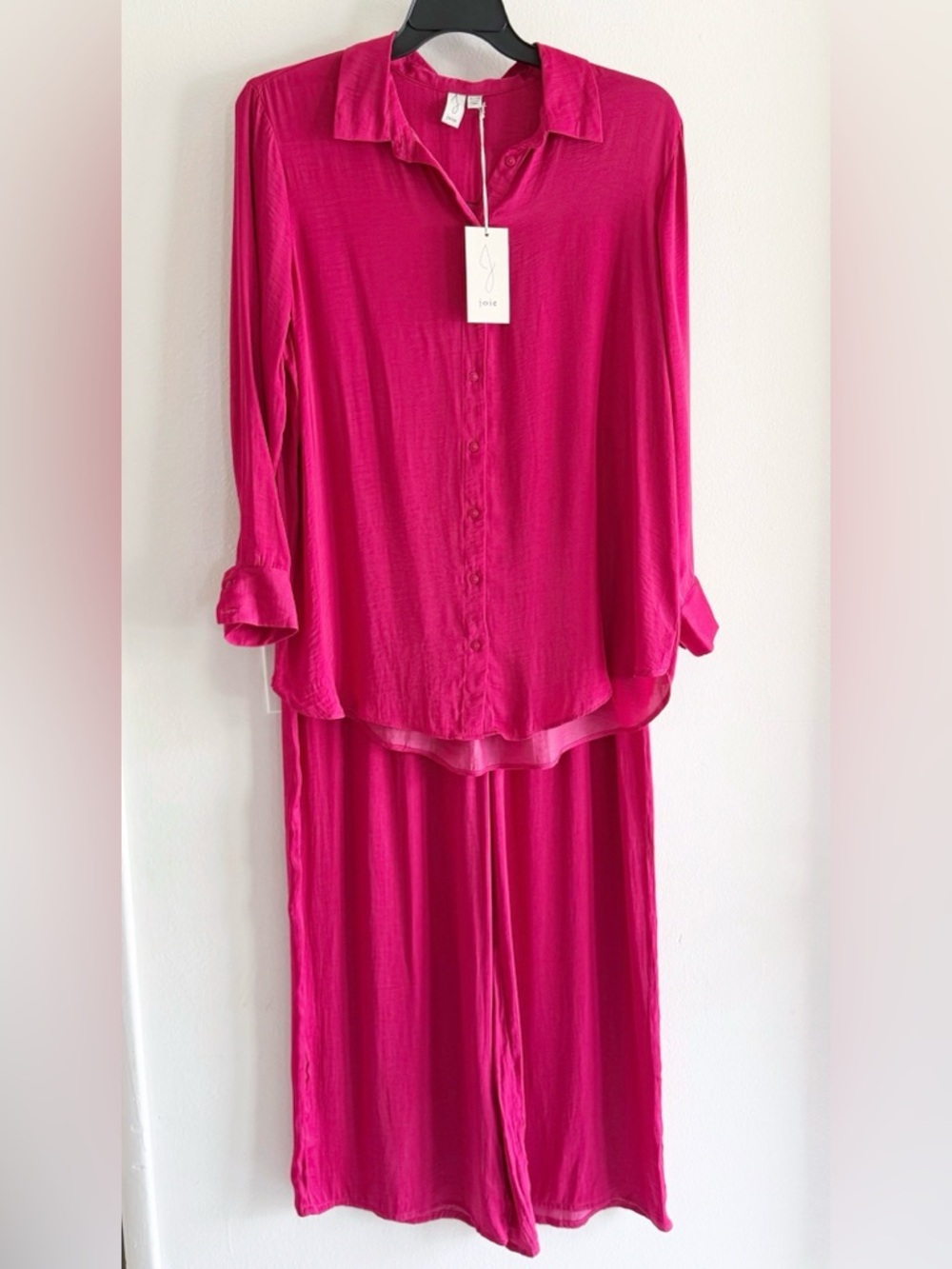 JOIE Fuchsia Two-Piece Silky Pajama Set NWT Size XL Summertime